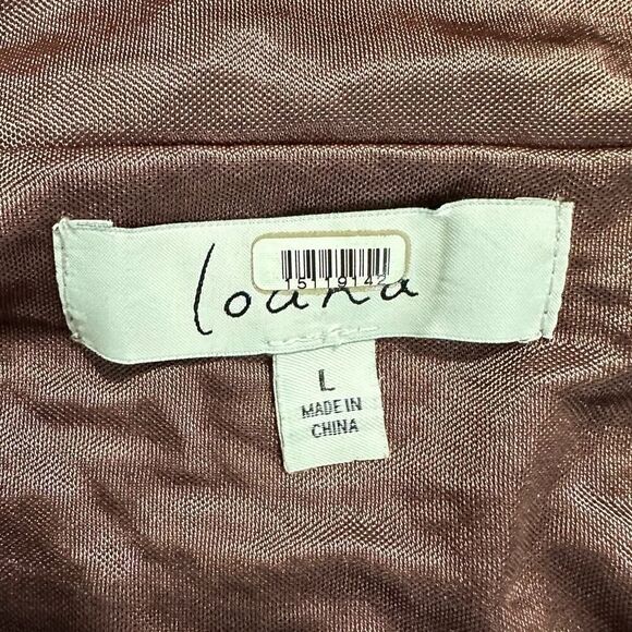 Louna Ruched Dress Women's Large Brown Jersey Knee Length Long Sleeve V-Neck RTR - Picture 7 of 14